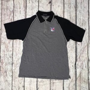 New York Rangers Men's Golf Polo NHL Hockey Gray Short Sleeve Shirt